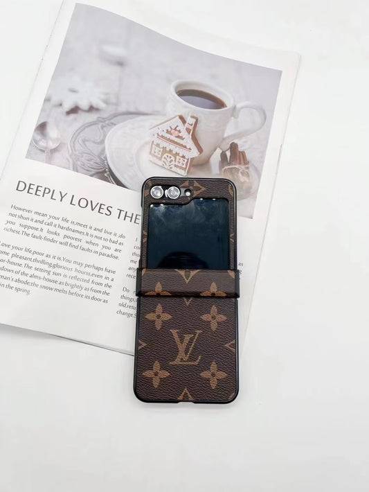 Premium Monogram Pattern Case for Samsung Galaxy Z Flip – Designer-Inspired Leather Texture