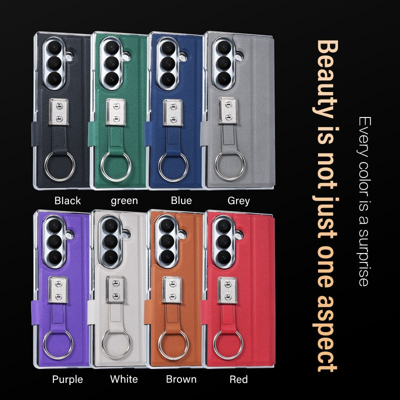 Premium Leather Strap Ring Case for Samsung Z Fold Series