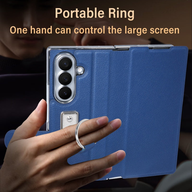 Premium Leather Strap Ring Case for Samsung Z Fold Series