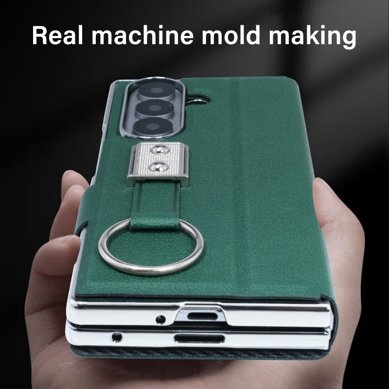 Premium Leather Strap Ring Case for Samsung Z Fold Series