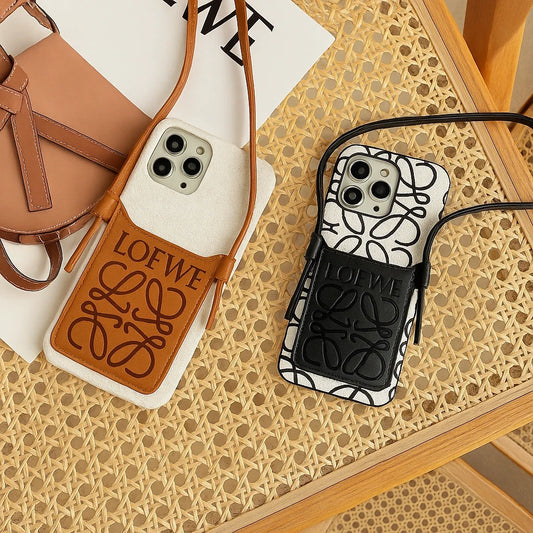 Leather Crossbody Lanyard iPhone Case
