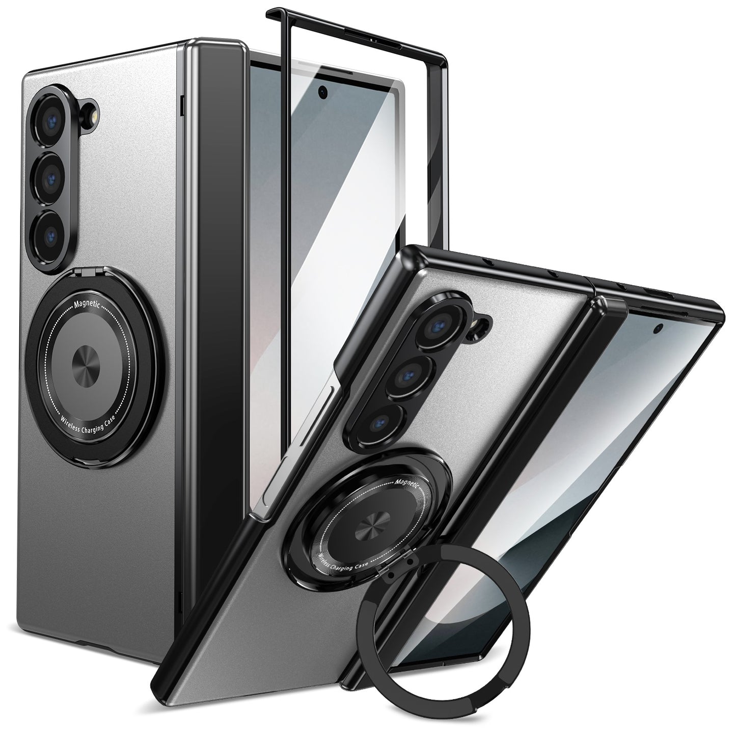 Magnetic Ring Armor Case for Samsung Z Fold 5 / 6 / 7 + Front Frame