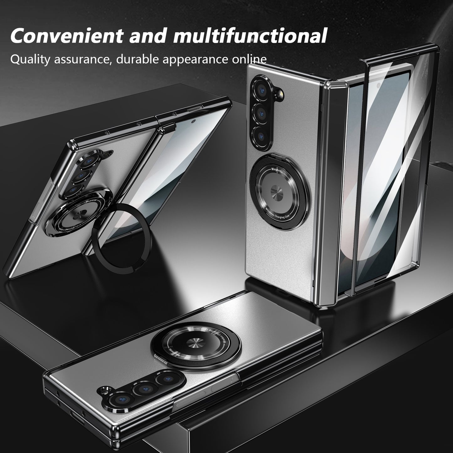 Magnetic Ring Armor Case for Samsung Z Fold 5 / 6 / 7 + Front Frame