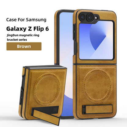 Shockproof Magnetic Leather Case with Stand – Z Flip 5/6/7