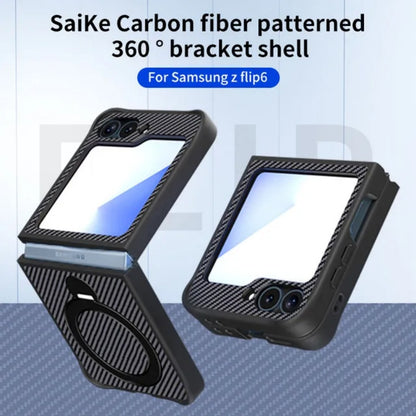 Carbon Fiber Pattern 360° Rotating Ring Case – Samsung Z Flip 5/6/7