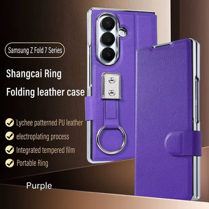 Premium Leather Strap Ring Case for Samsung Z Fold Series