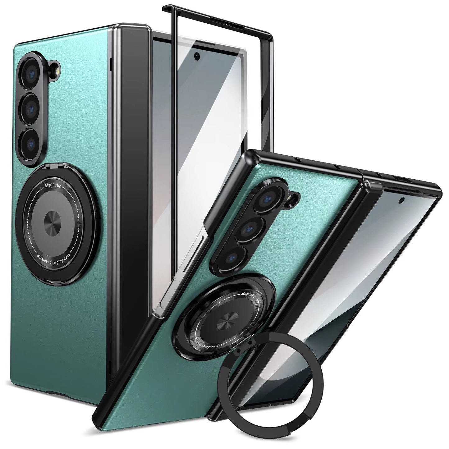 Magnetic Ring Armor Case for Samsung Z Fold 5 / 6 / 7 + Front Frame