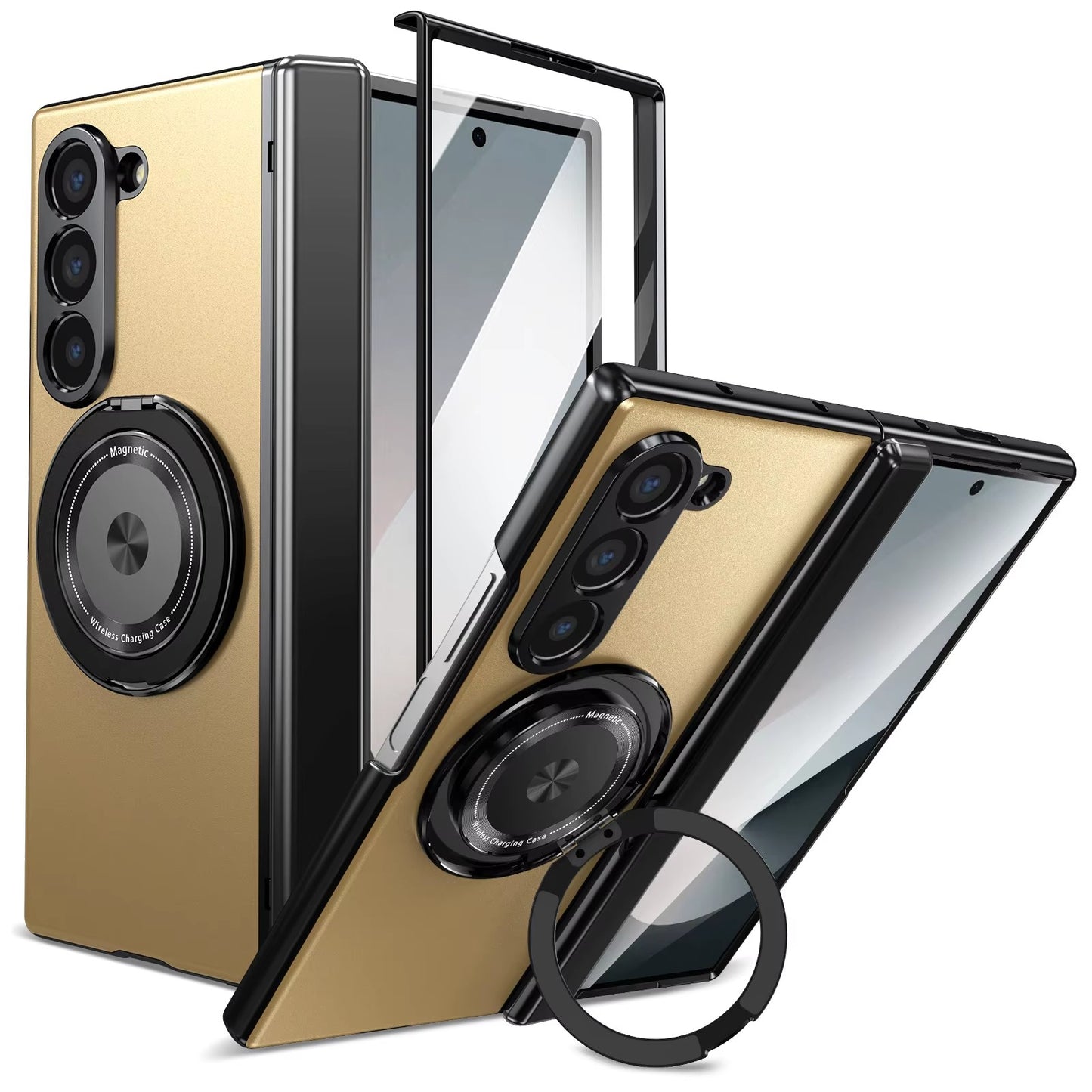Magnetic Ring Armor Case for Samsung Z Fold 5 / 6 / 7 + Front Frame