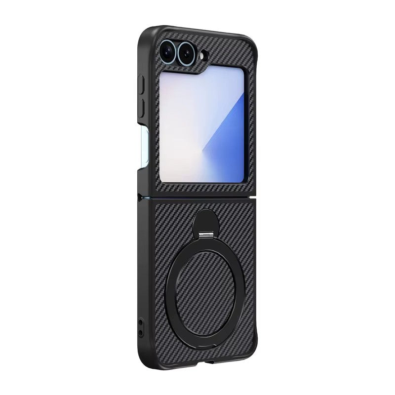 Carbon Fiber Pattern 360° Rotating Ring Case – Samsung Z Flip 5/6/7