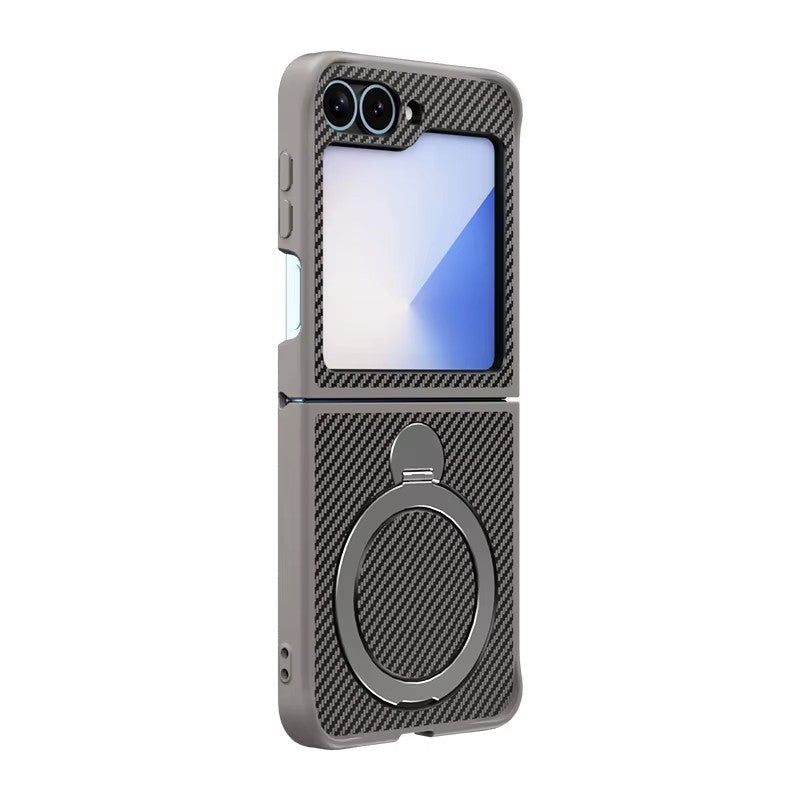 Carbon Fiber Pattern 360° Rotating Ring Case – Samsung Z Flip 5/6/7