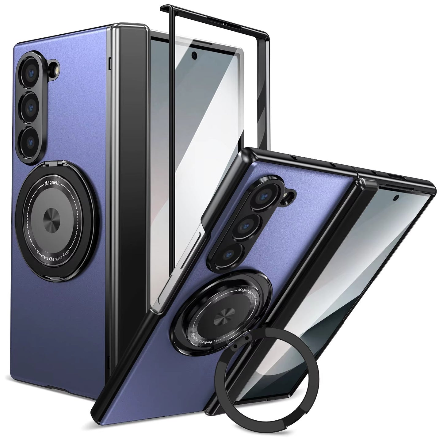 Magnetic Ring Armor Case for Samsung Z Fold 5 / 6 / 7 + Front Frame