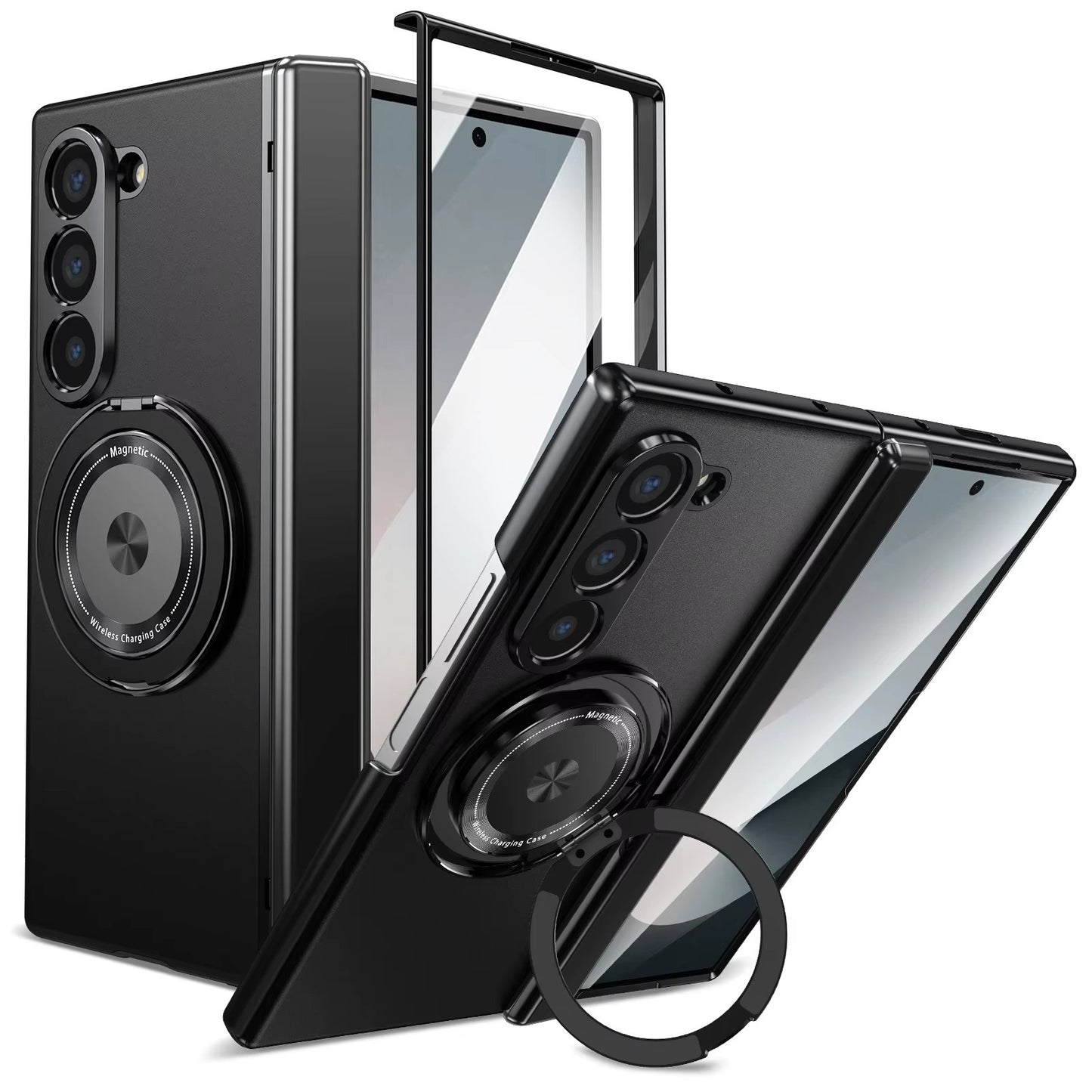 Magnetic Ring Armor Case for Samsung Z Fold 5 / 6 / 7 + Front Frame