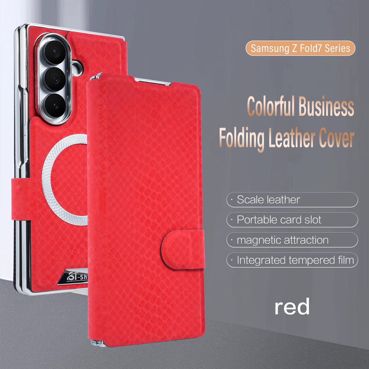 Elegant Snake-Texture Leather Flip Case for Samsung Z Fold