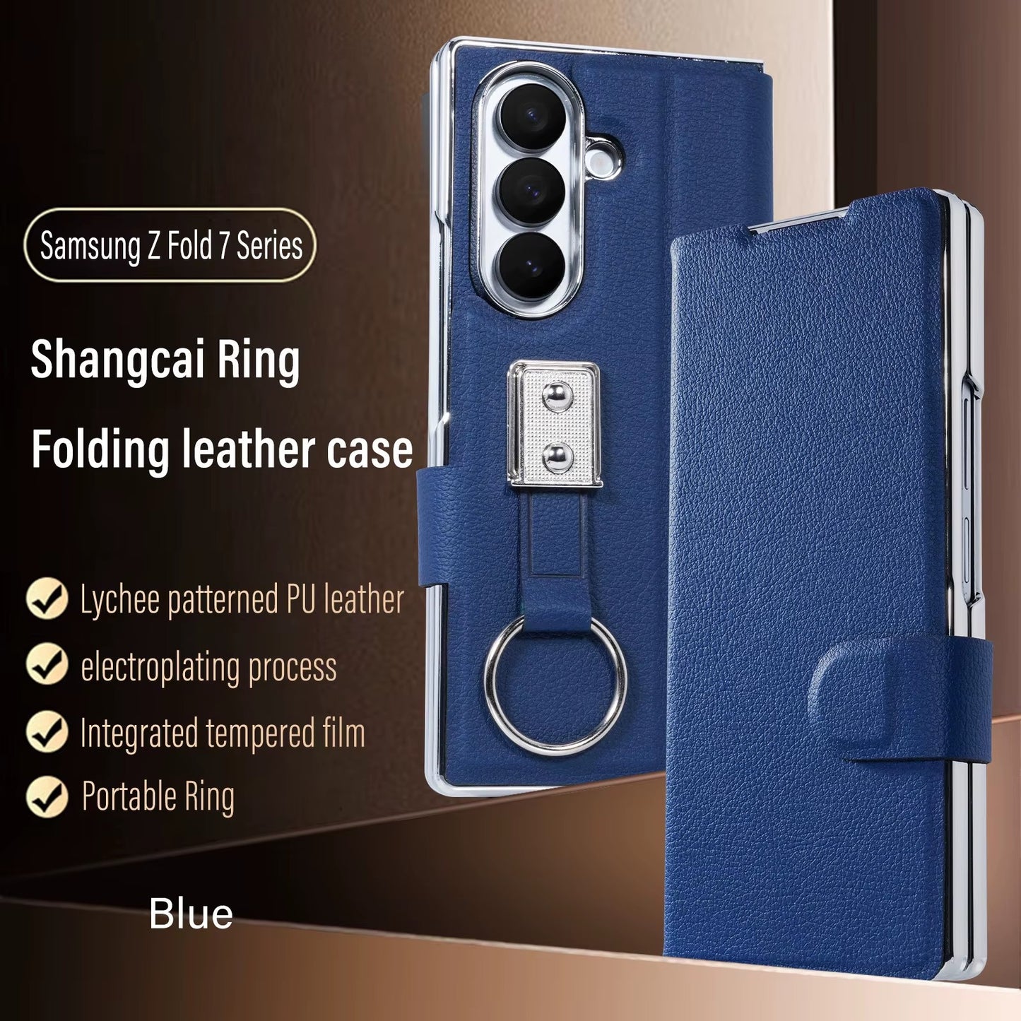 Premium Leather Strap Ring Case for Samsung Z Fold Series