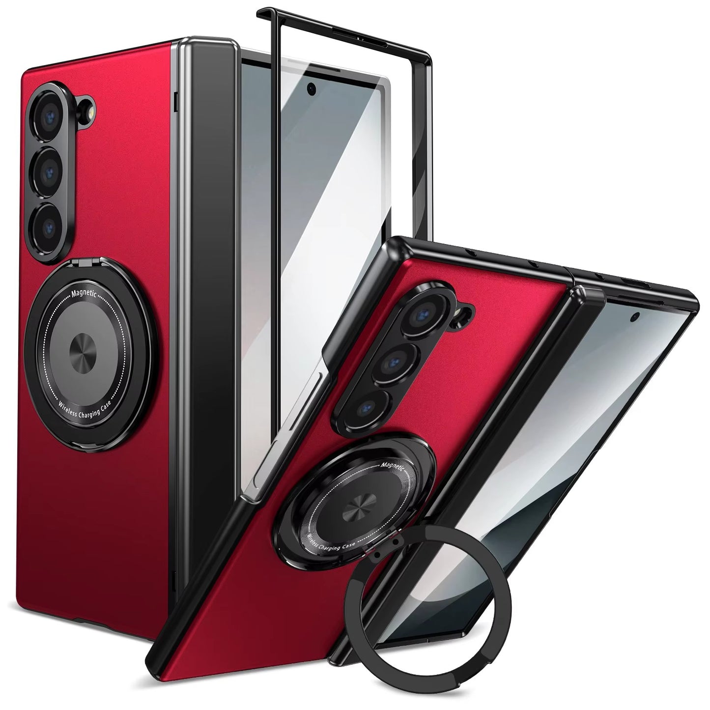 Magnetic Ring Armor Case for Samsung Z Fold 5 / 6 / 7 + Front Frame