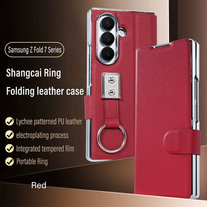Premium Leather Strap Ring Case for Samsung Z Fold Series