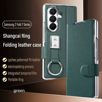 Premium Leather Strap Ring Case for Samsung Z Fold Series