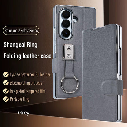 Premium Leather Strap Ring Case for Samsung Z Fold Series