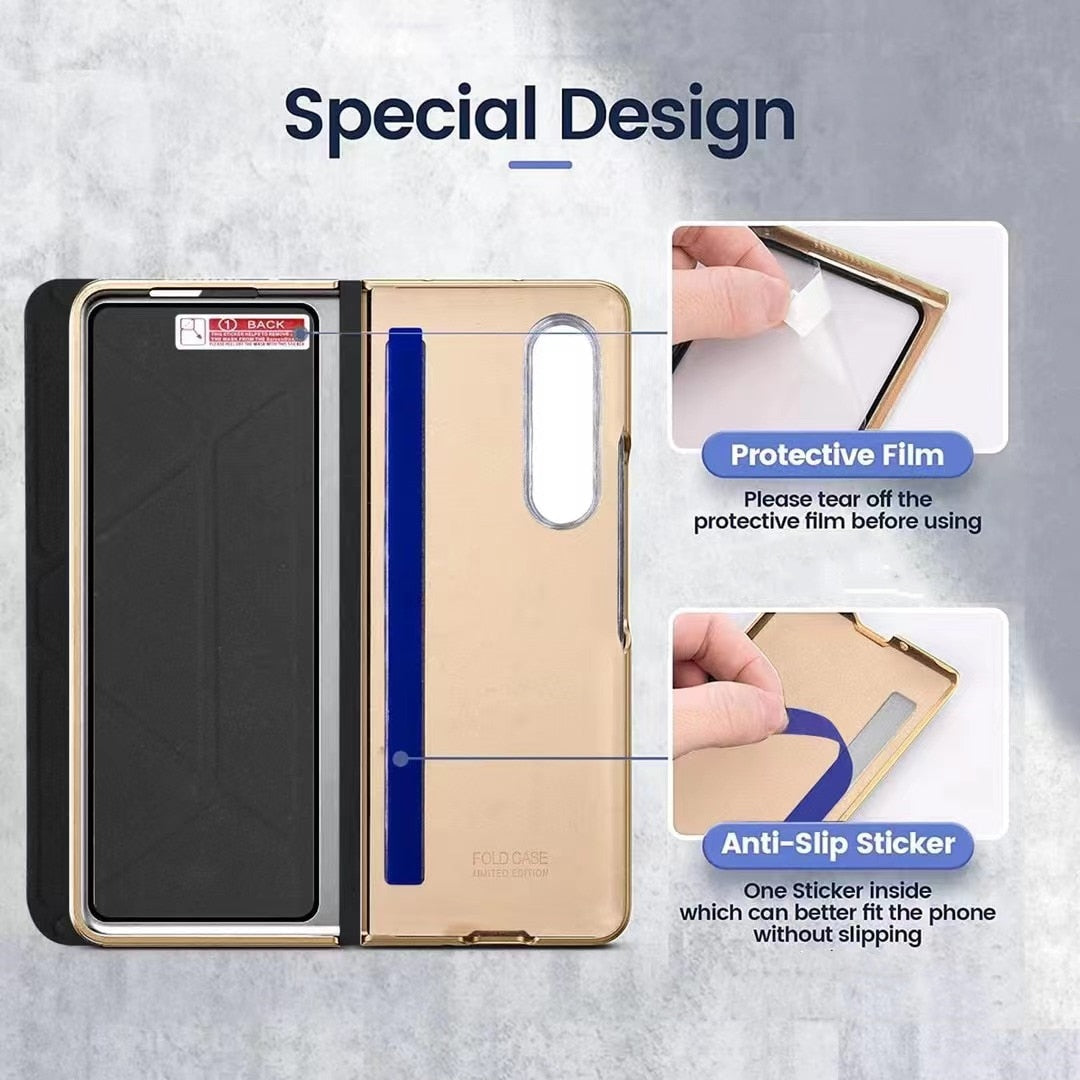 Leather Flip Stand S Pen Holder Slot Case For Samsung Galaxy Z Fold Series