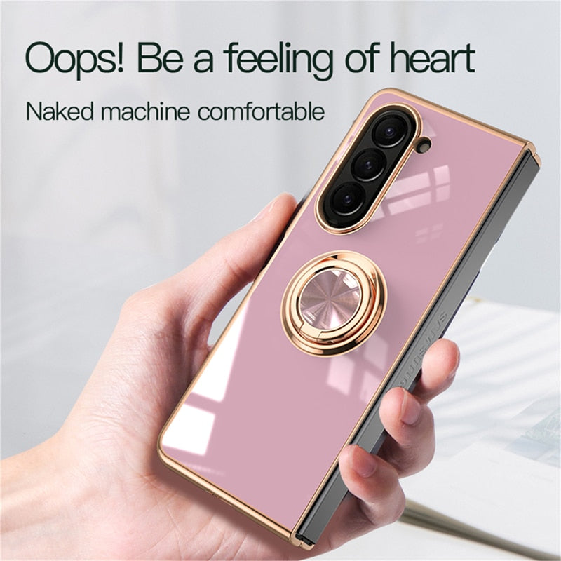 Plating Shockproof Case with Ring Holder For Samsung Z Fold