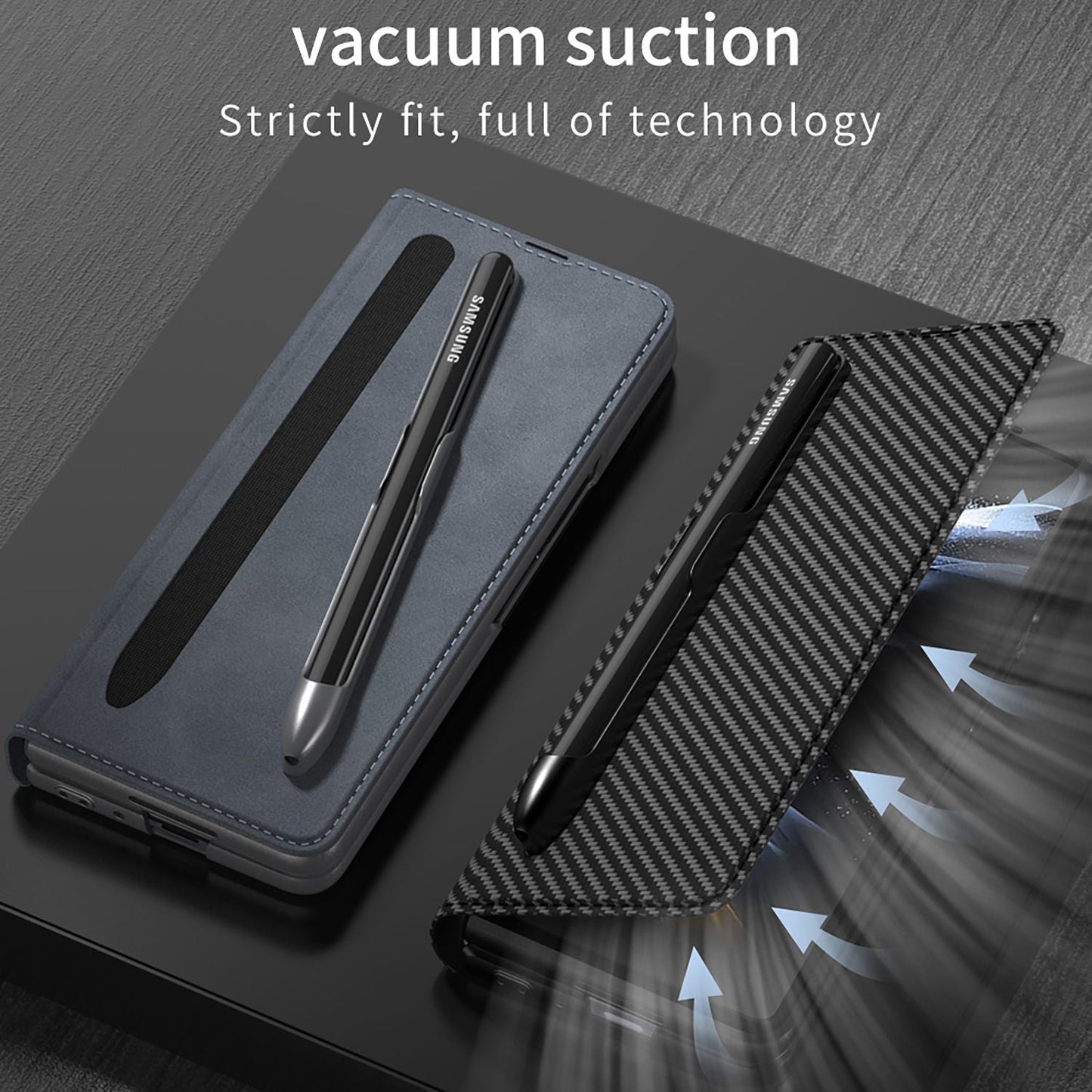 Leather Case with Detachable Pen Holder & Card Slot for Samsung Galaxy Z Fold