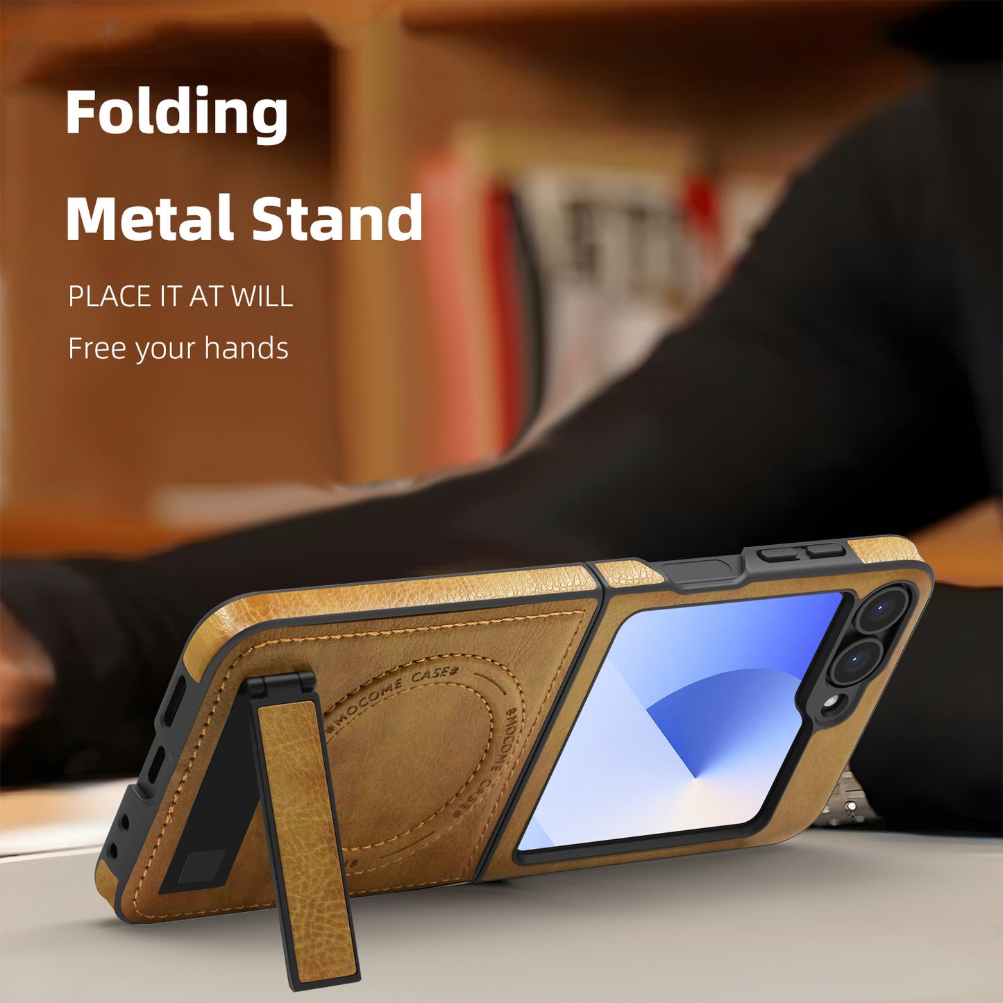 Shockproof Magnetic Leather Case with Stand – Z Flip 5/6/7