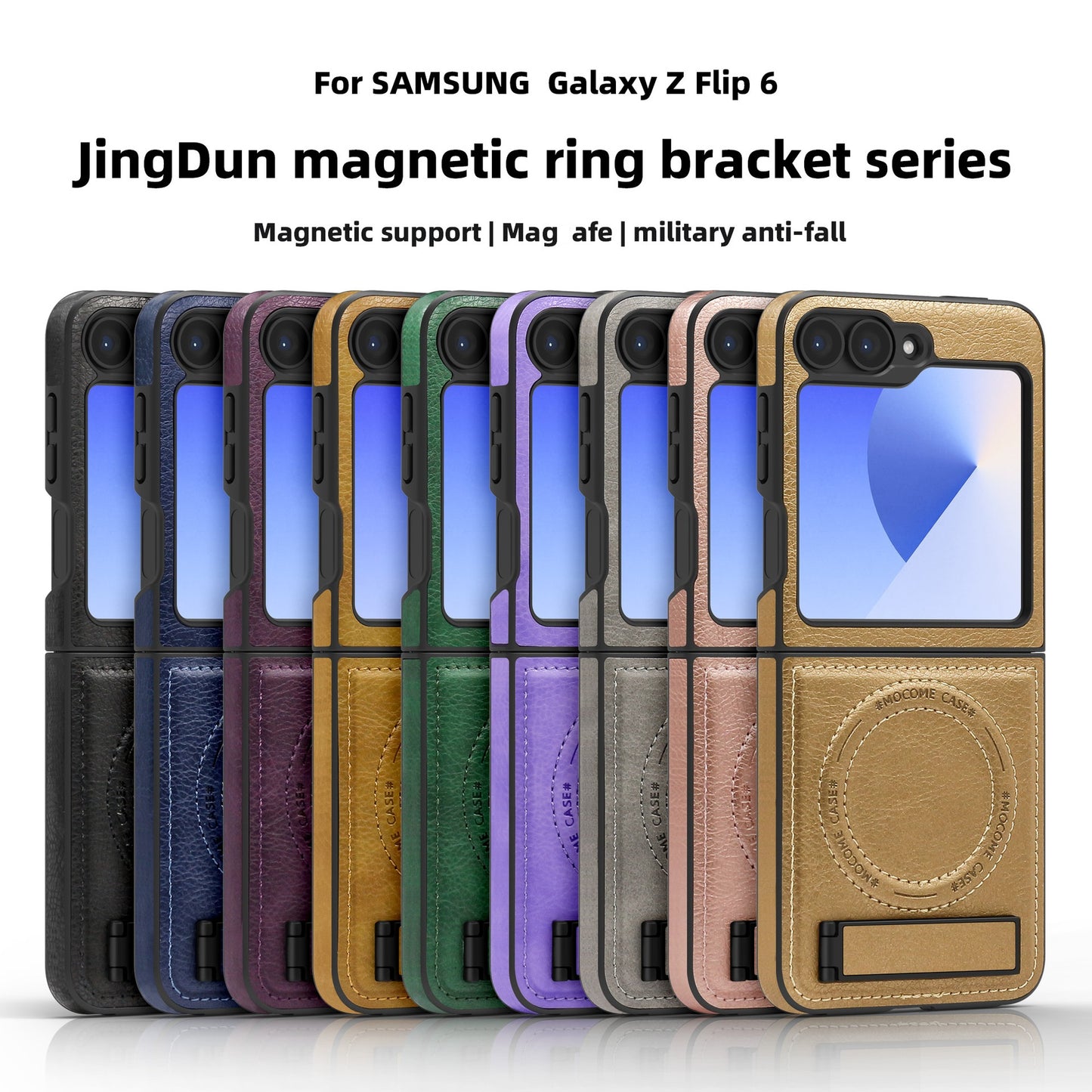 Shockproof Magnetic Leather Case with Stand – Z Flip 5/6/7