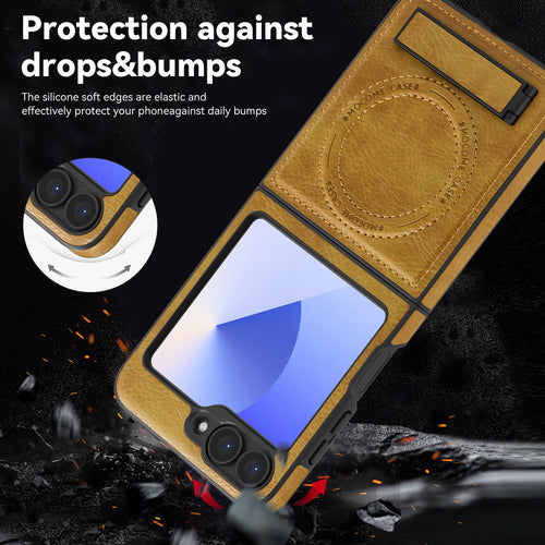Shockproof Magnetic Leather Case with Stand – Z Flip 5/6/7