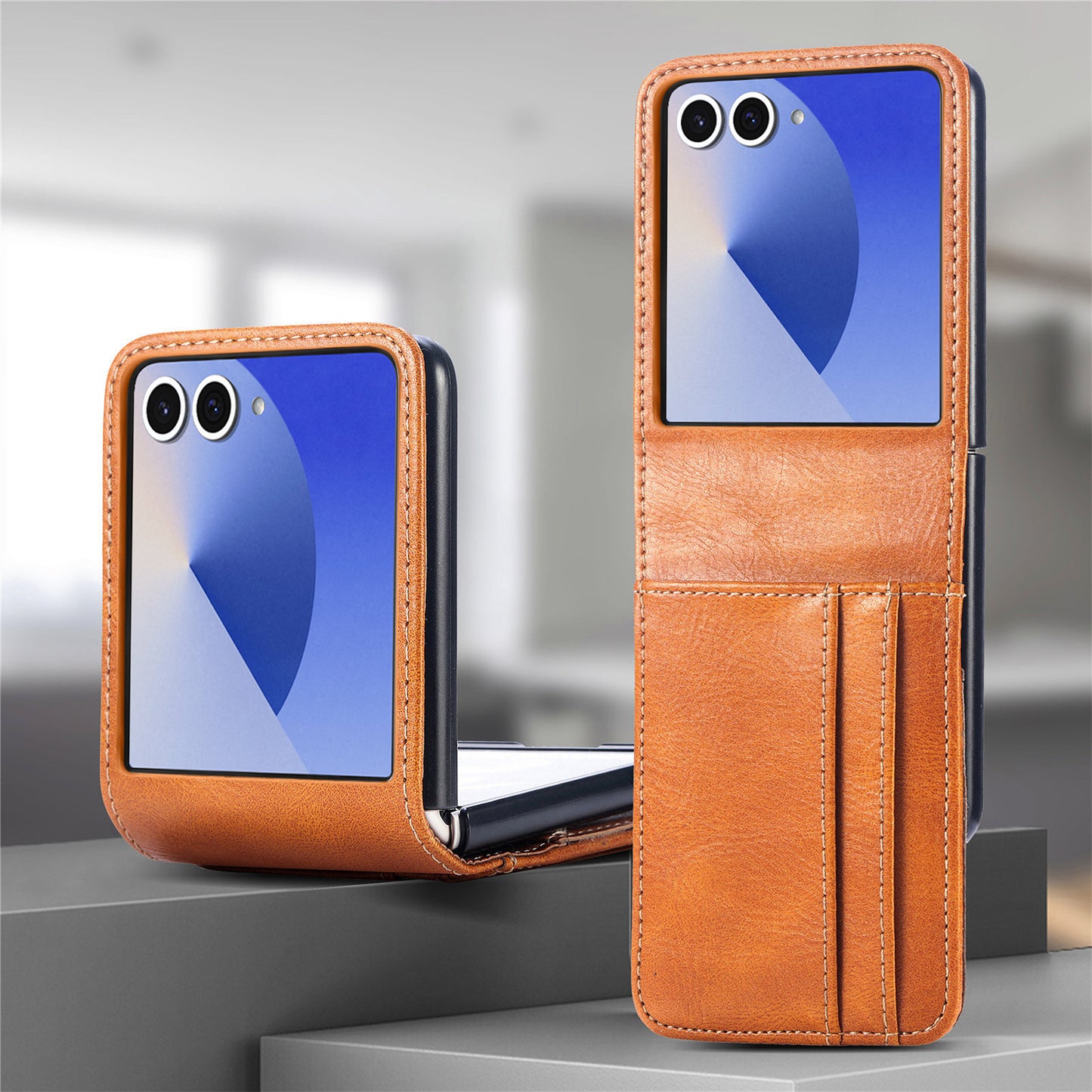 Leather Wallet Case for Samsung Z Flip 5/6/7 – Card & Cash Holder