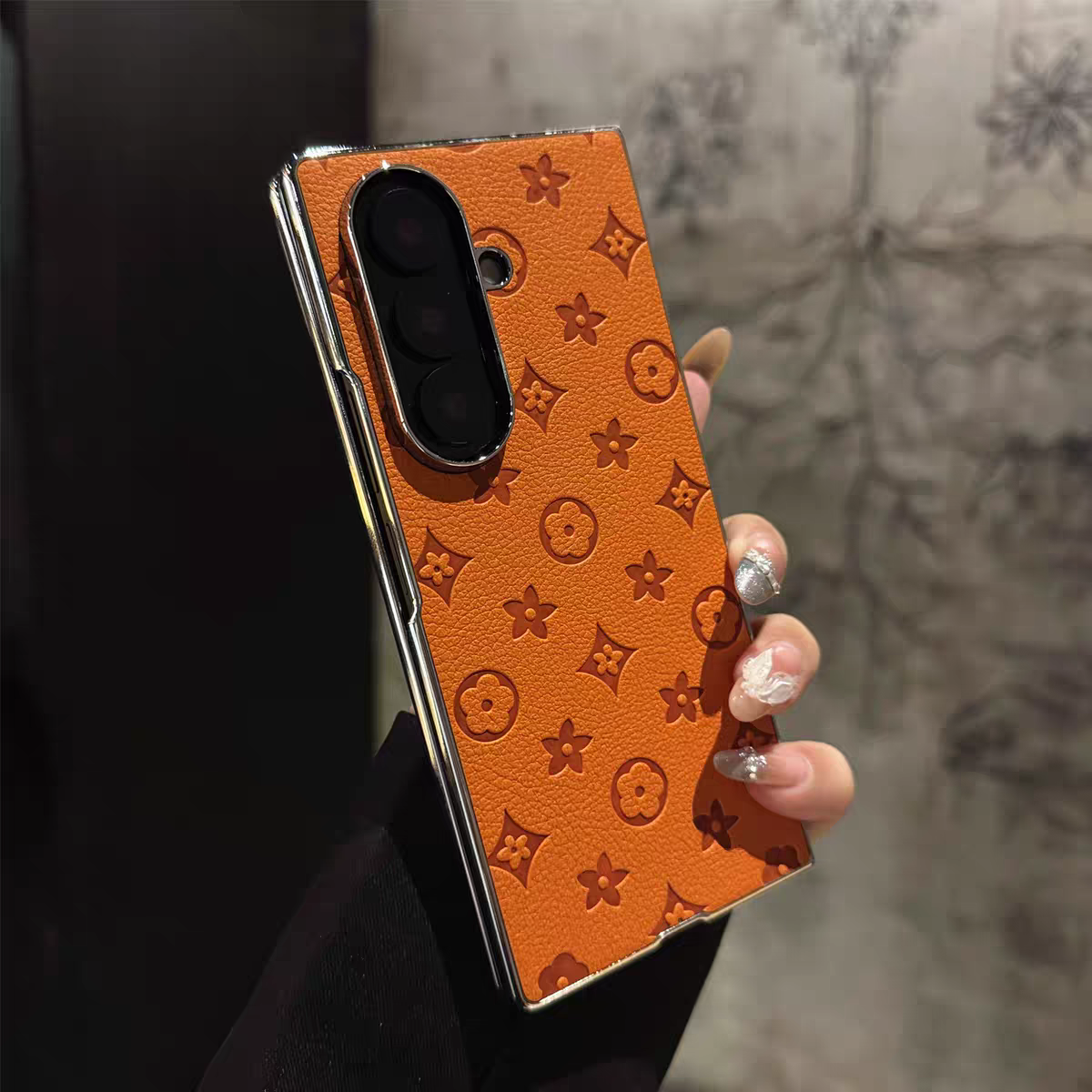 Monogram Leather Case for Samsung Galaxy Z Fold Series