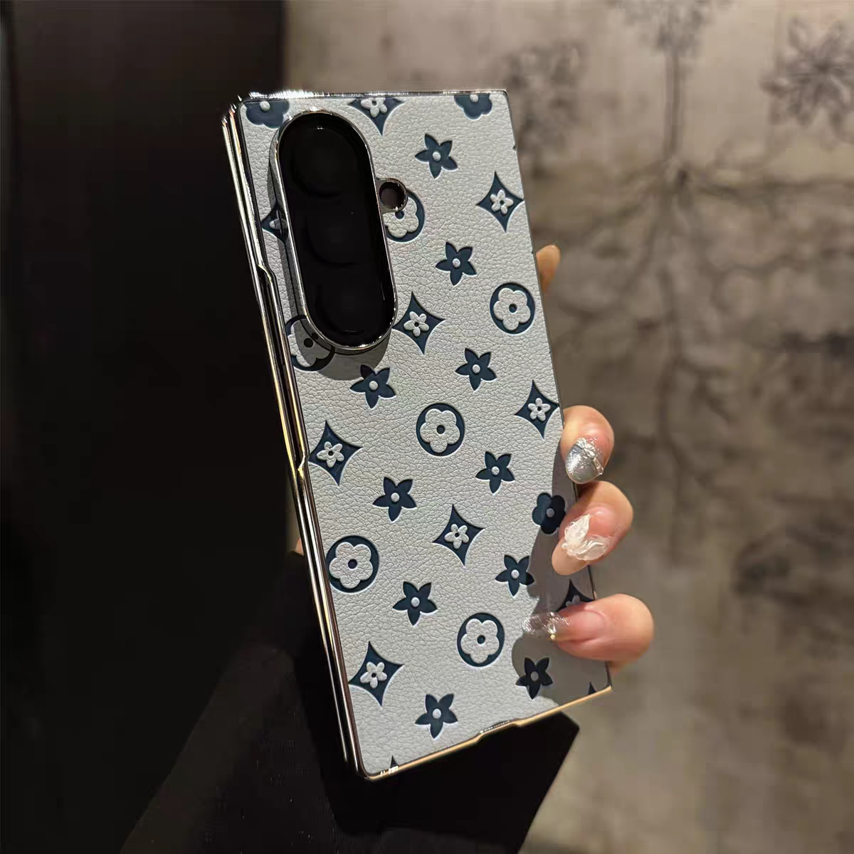 Monogram Leather Case for Samsung Galaxy Z Fold Series