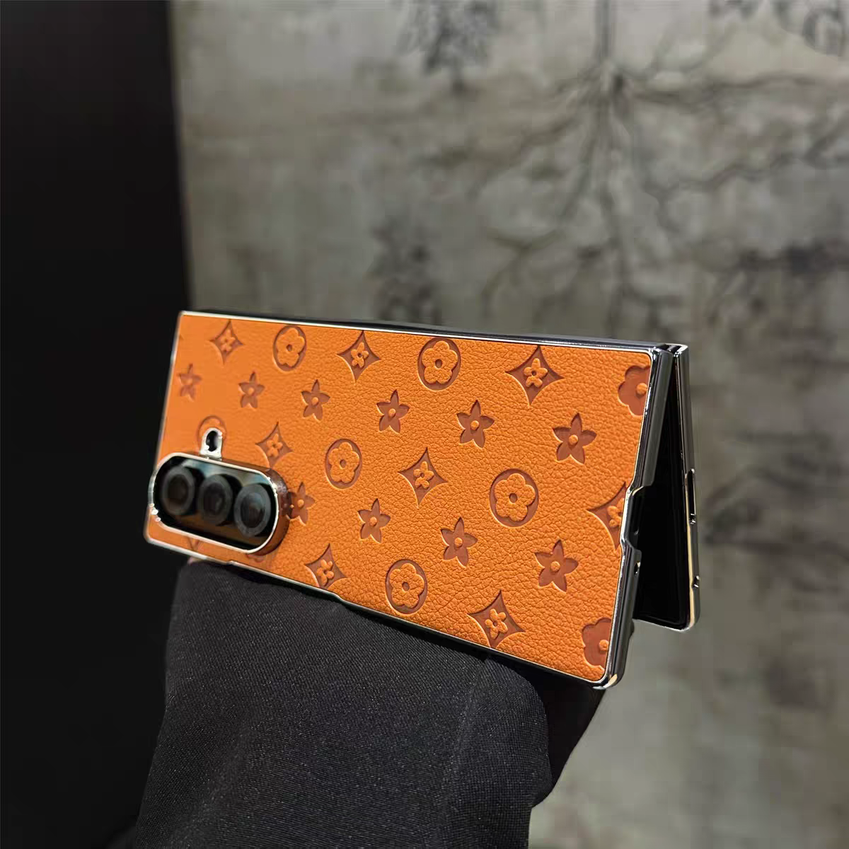 Monogram Leather Case for Samsung Galaxy Z Fold Series